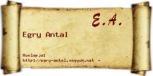 Egry Antal névjegykártya